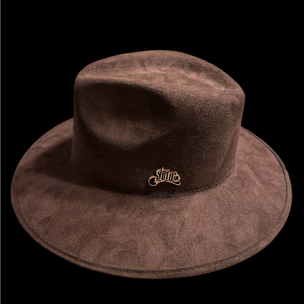Stone- Tobacco Vegan Suede Wide Brim Hat